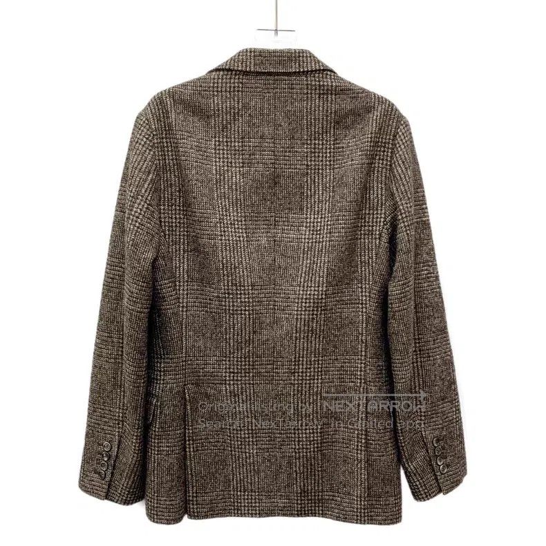 Brunello Cucinelli Brunello Cucinelli Caramel houndstooth wool collar single- Size 46R - 2 Thumbnail