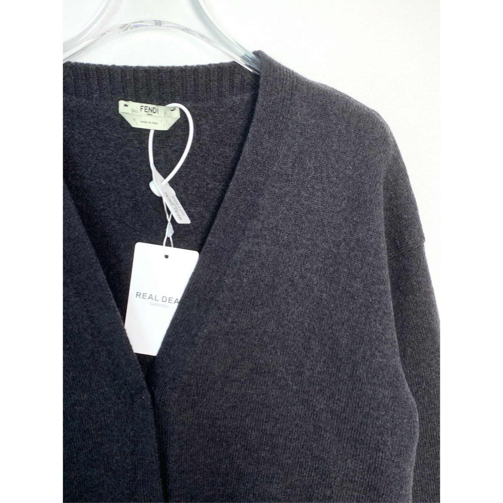 Fendi Fendi Womens Wool Knit Cardigan Coat Dark Grey Size 40 Size S / US 4 / IT 40 - 2 Thumbnail