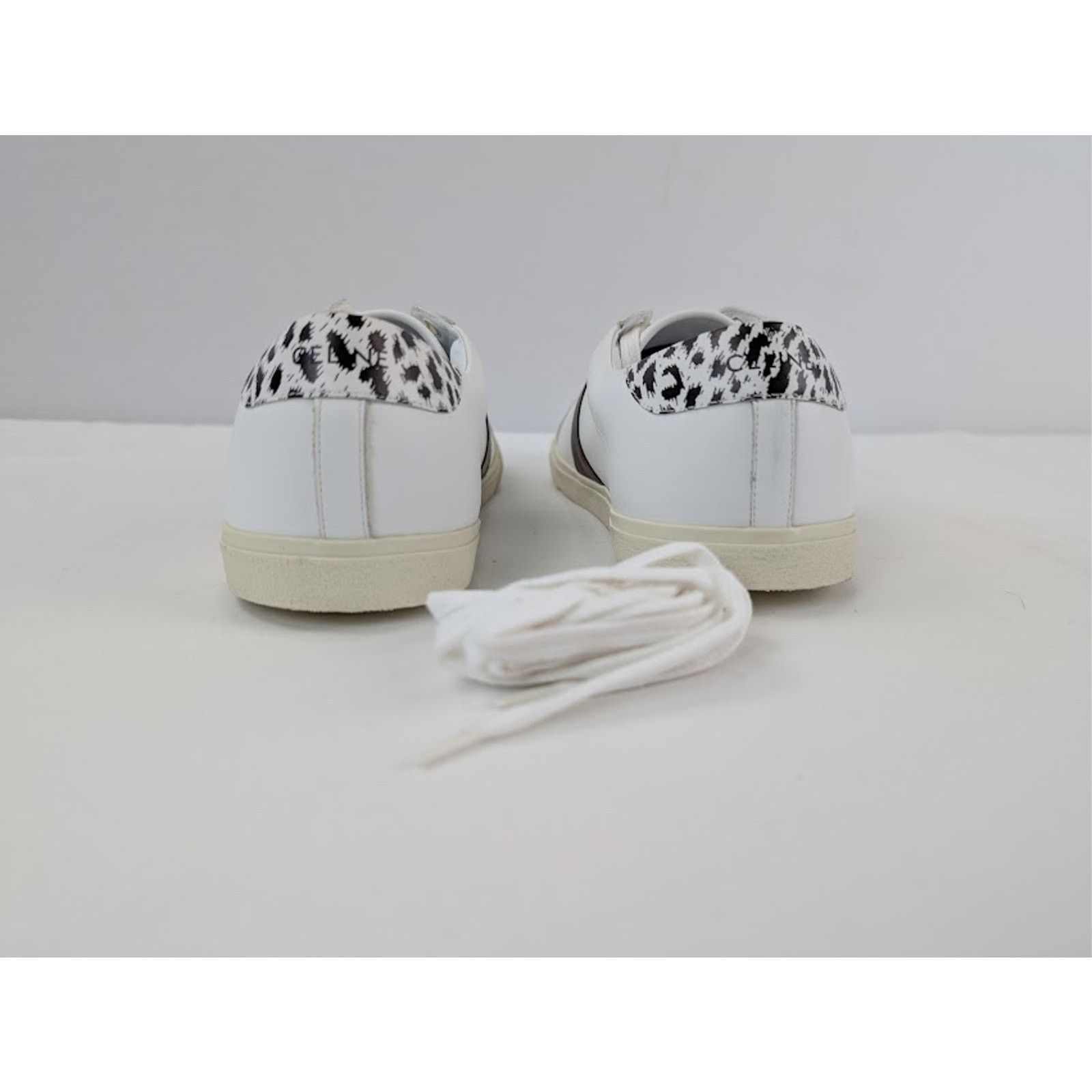 Celine o1rshd1 Smooth Leather Low Top Sneakers in White / Brown Size US 8 / EU 41 - 12 Thumbnail
