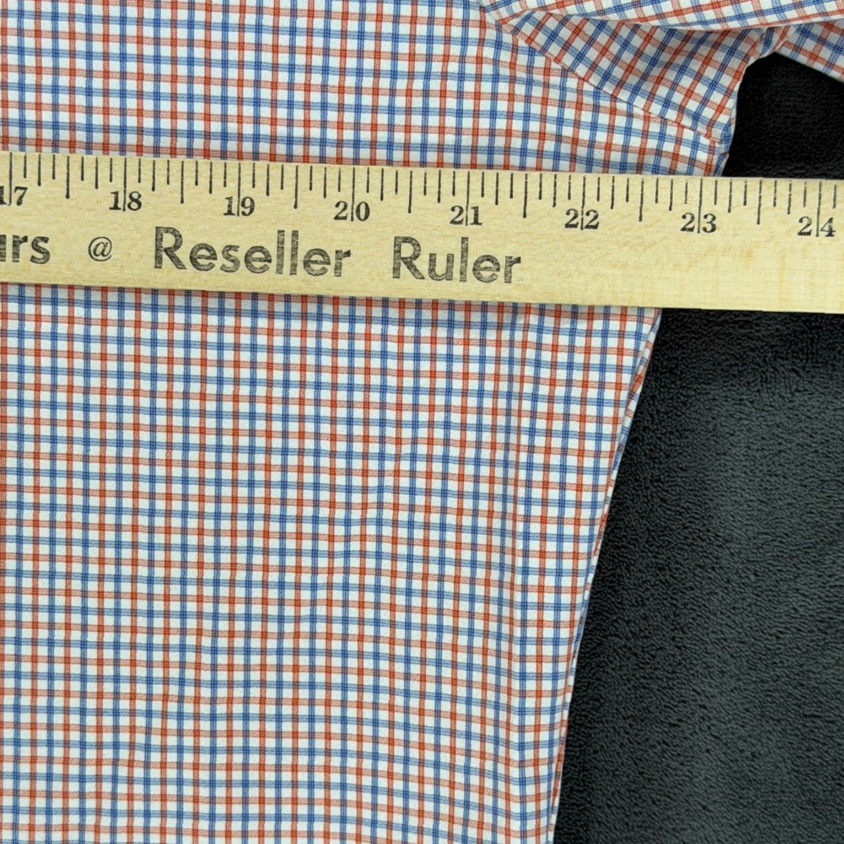 Mizzen+Main Mizzen+Main Leeward Dress Shirt Mens L Slim Fit Orange Blue Check L-9017 Size 42R - 5 Thumbnail