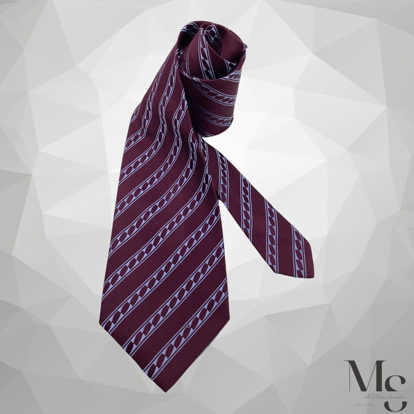 Charvet CHARVET PLACE VENDÔME Burgundy Striped Silk Tie France W: 3. Size ONE SIZE - 3 Thumbnail