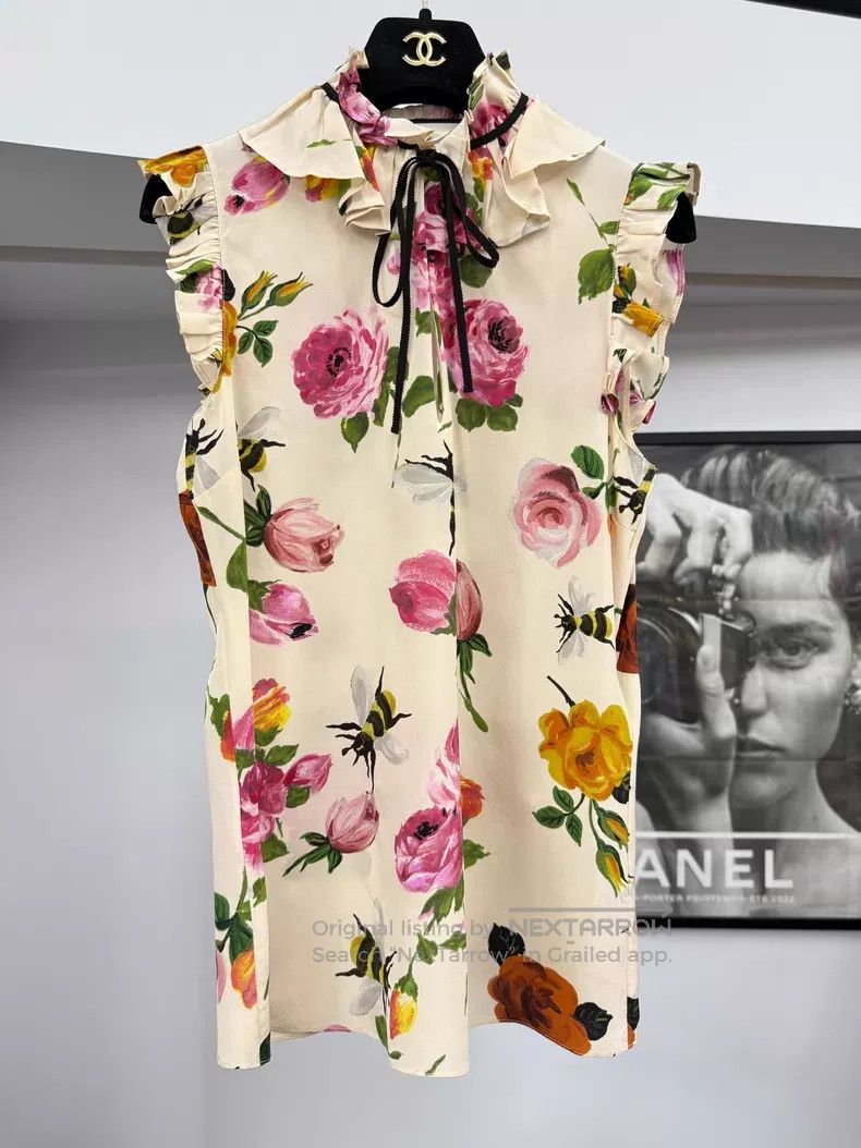 Gucci Gucci Bee flower silk print sleeveless Size XS / US 0-2 / IT 36-38 - 1 Thumbnail