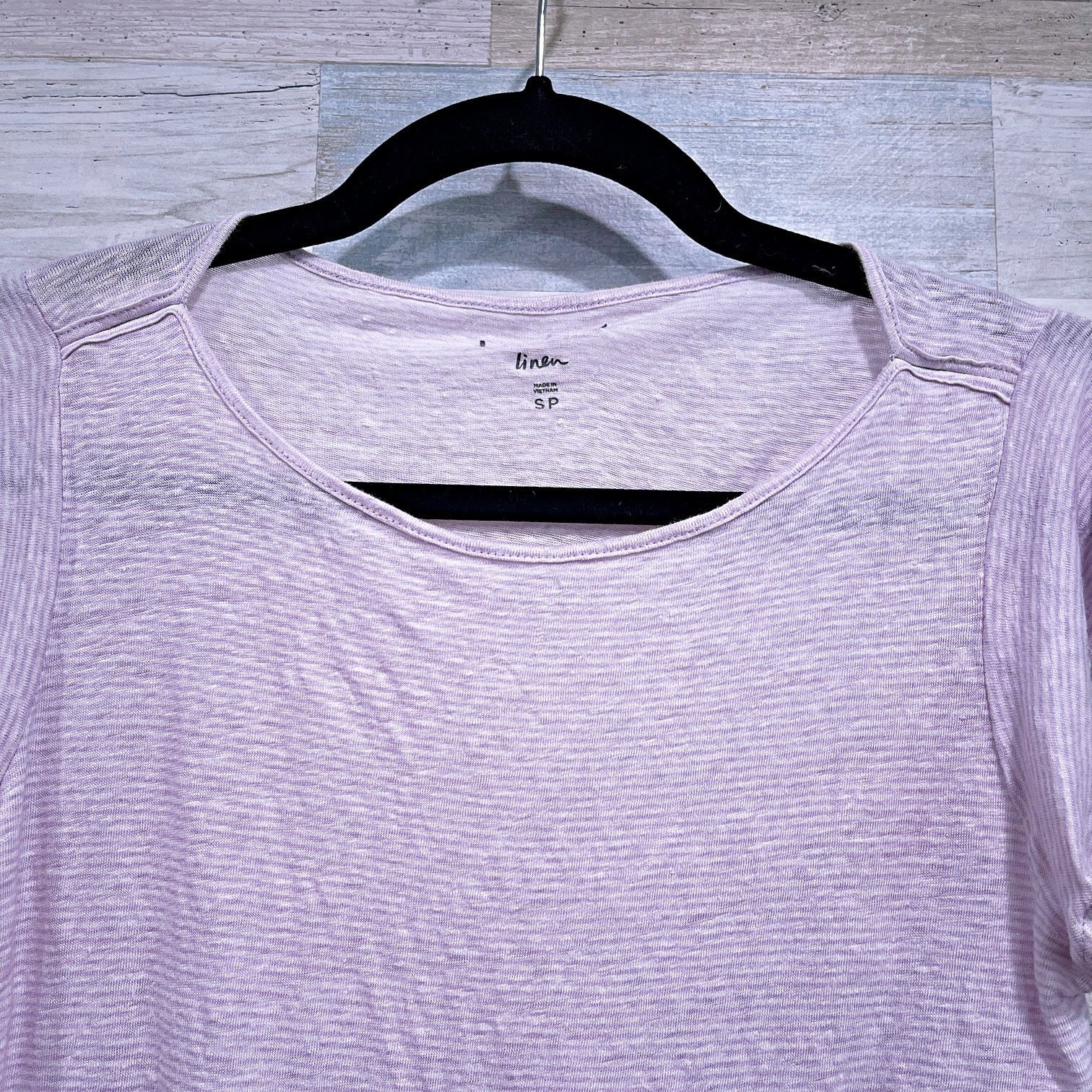 Loft LOFT Linen Flutter Tee Purple Stripe Womens Small Petite Size S / US 4 / IT 40 - 2 Thumbnail