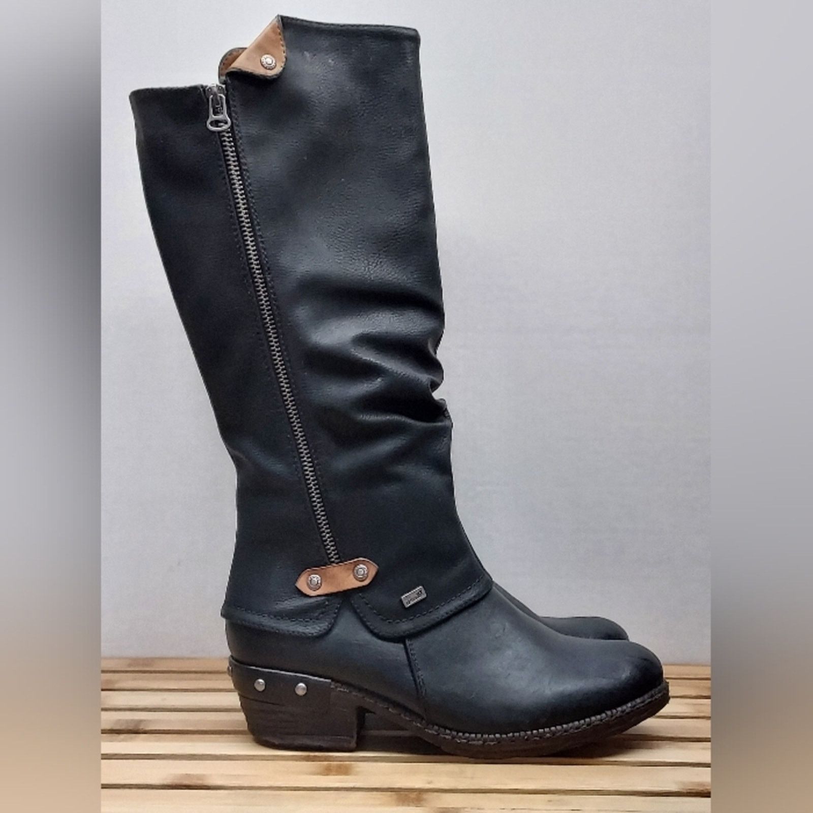 Rieker Rieker Womens Black Bernadette Knee High Boots Size 39 (7.5) Size US 7.5 / IT 37.5 - 6 Thumbnail