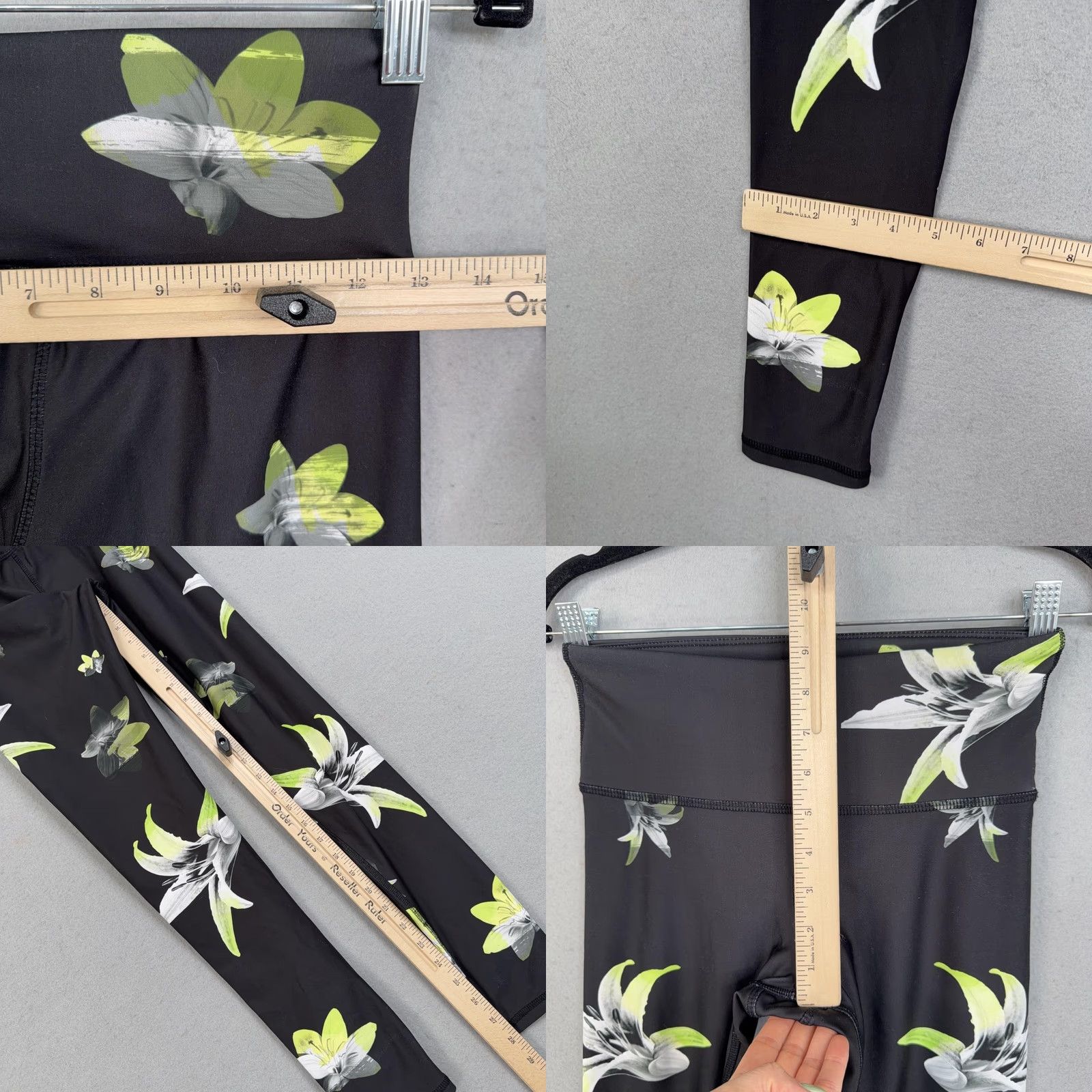 Vintage Noli Leggings Womens Medium Black Floral High Rise Ankle Yoga Athletic Pilates Size 32" / US 10 / IT 46 - 8 Thumbnail