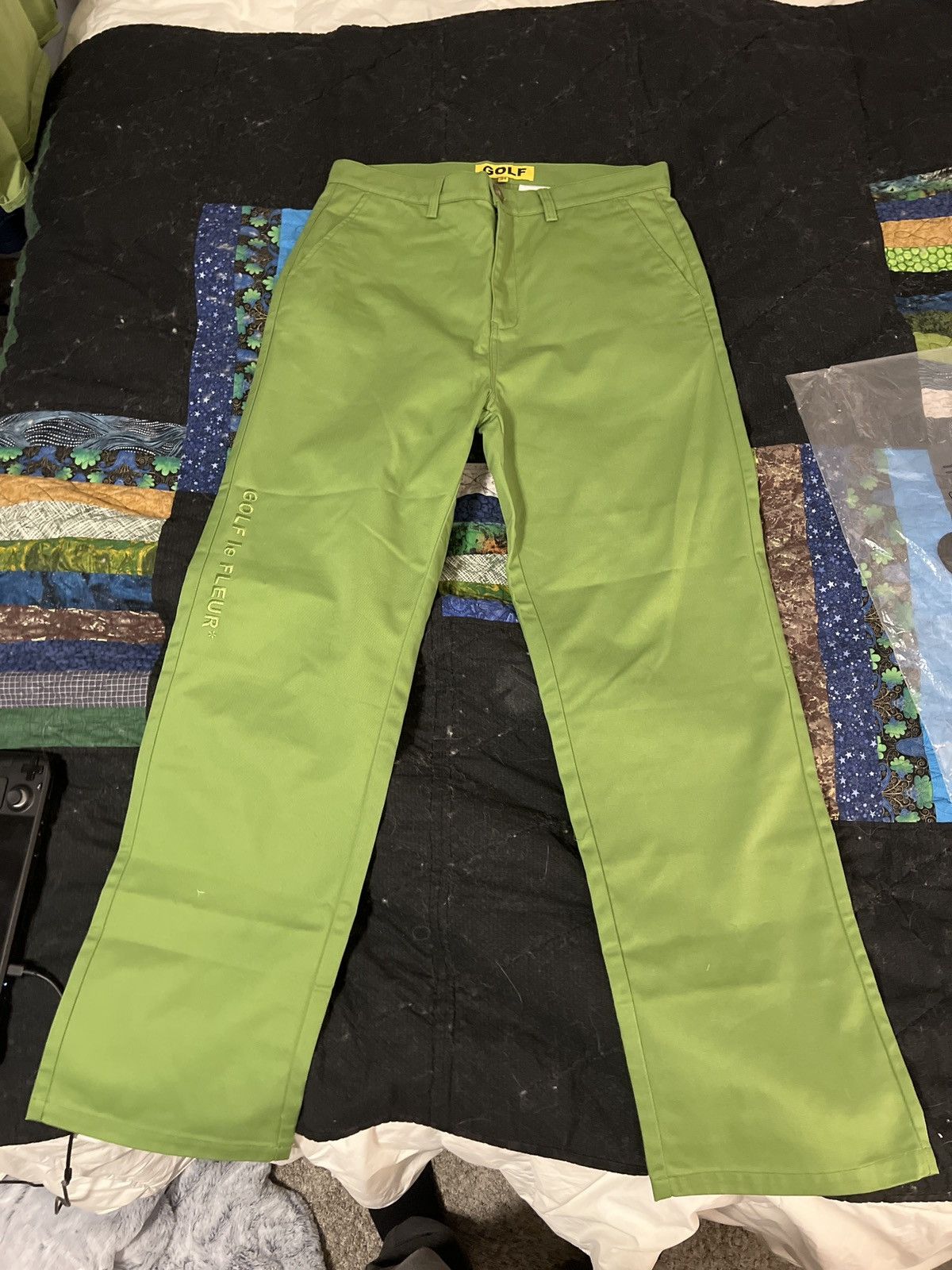 golf wang チノパン ⚡️ Golf Wang purple and green chino trousers | Depop