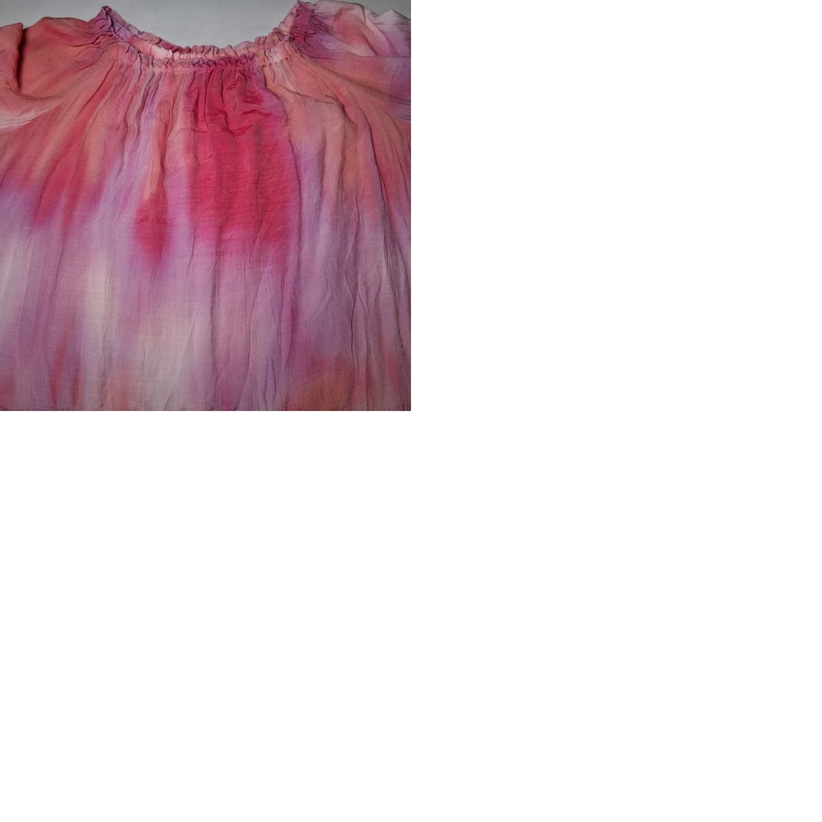 Vintage Zac & Rachel Blouse Large Pink Tie Dye Peasant Hippie Boho Off Shoulder 3/4 Sleeve Bell Sleeve Polyester Rayon Size L / US 10 / IT 46 - 11 Thumbnail