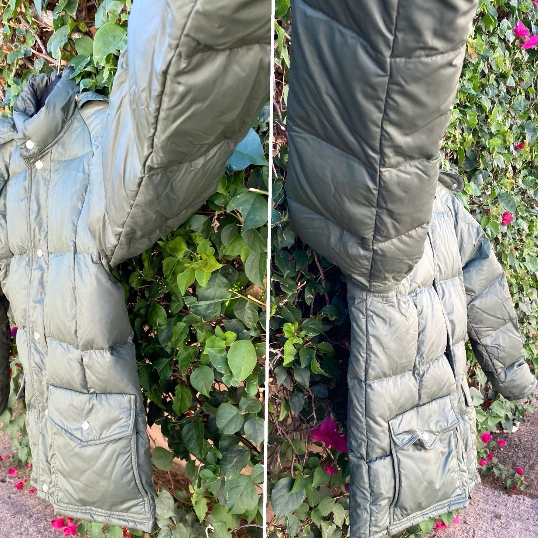 J Brand VINTAGE Swan Brand Down Puffer Jacket Green Nylon Quilted Hood Parka M Men Green Quilted Down Parka Vintage Hooded Jacket Size US M / EU 48-50 / 2 - 7 Thumbnail