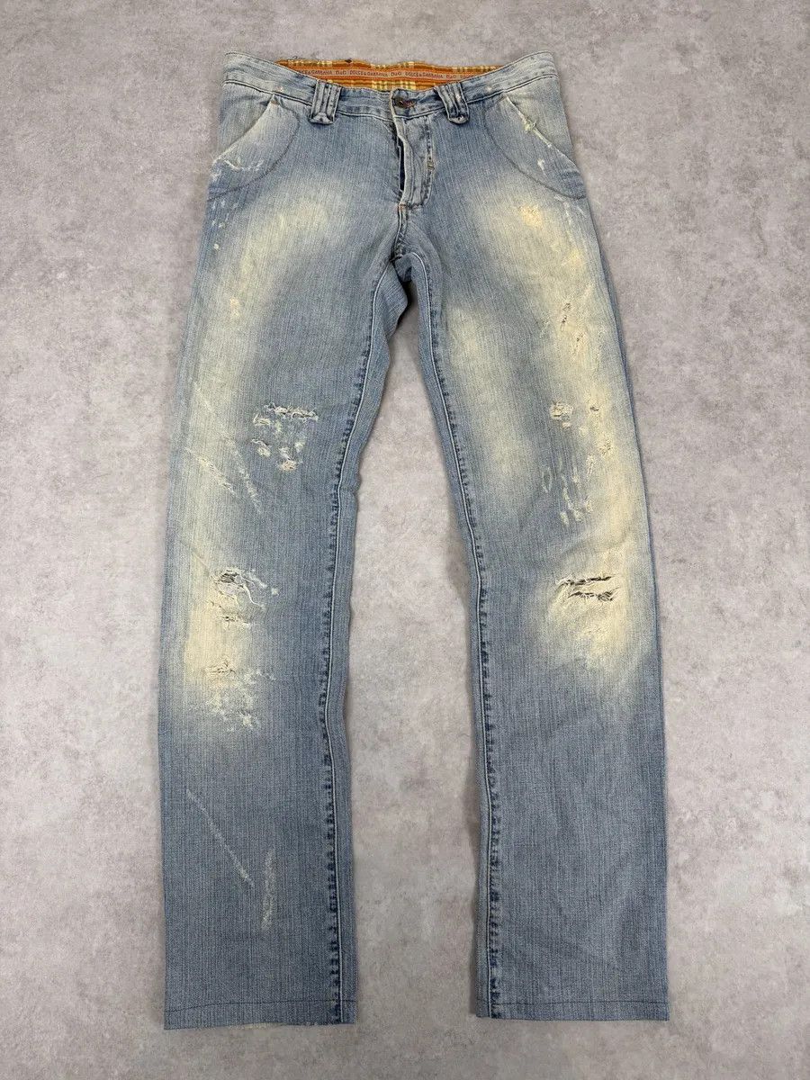 Dolce & Gabbana AW2006 Dolce & Gabbana Yellow Printed Blue Distressed Denim Jeans Size US 31 - 5 Thumbnail