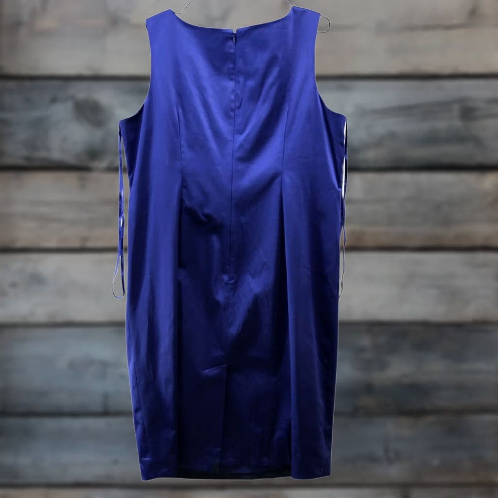 Talbots VINTAGE? No. Talbots Satin Sheath Dress Womens 16W Royal Blue Sleeveless Drape Formal 16W Blue Size XXL / US 16-18 / IT 52-54 - 1 Thumbnail