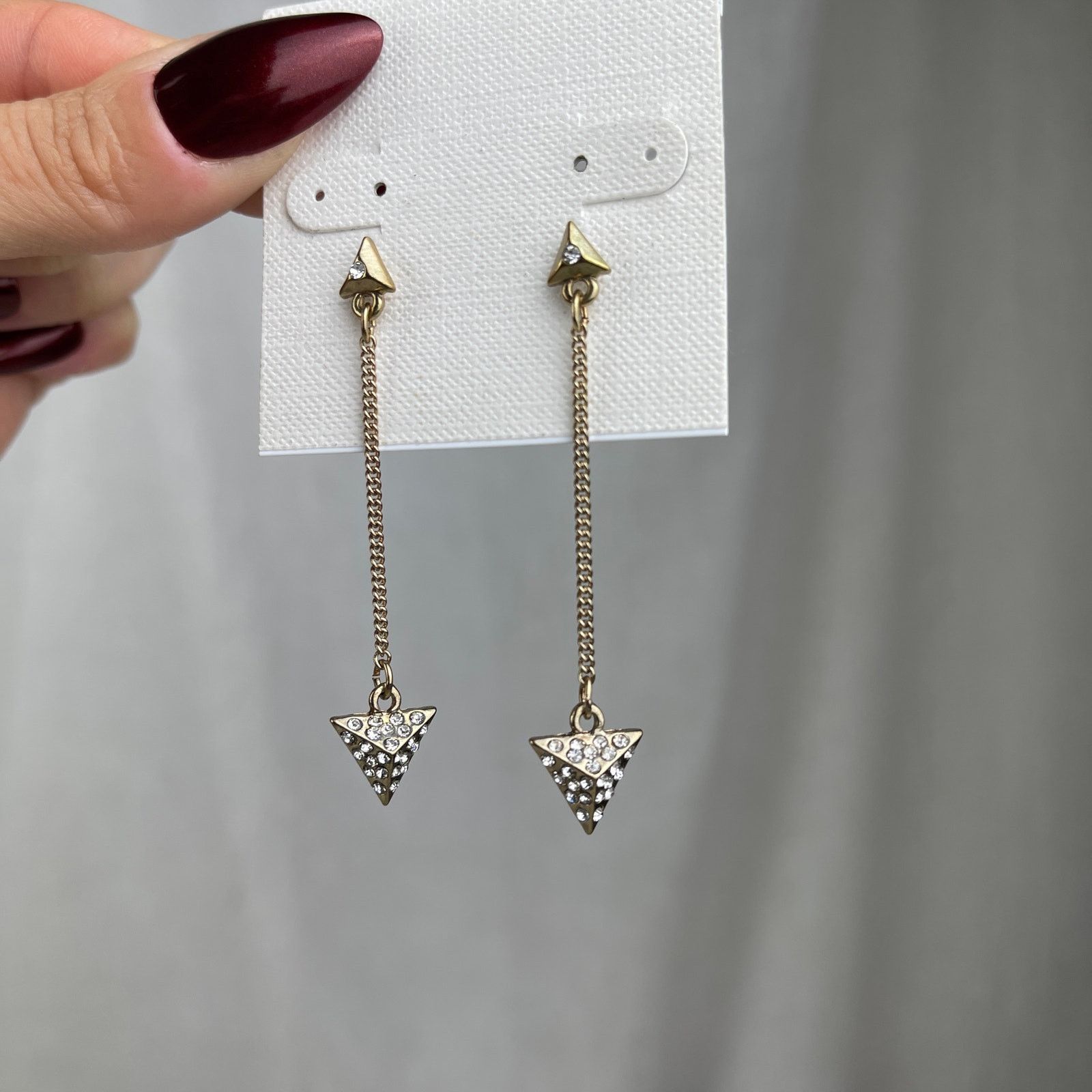 Other Dainty Gold Tone Rhinestone Arrow Dangle Earrings Festival Size ONE SIZE - 2 Thumbnail