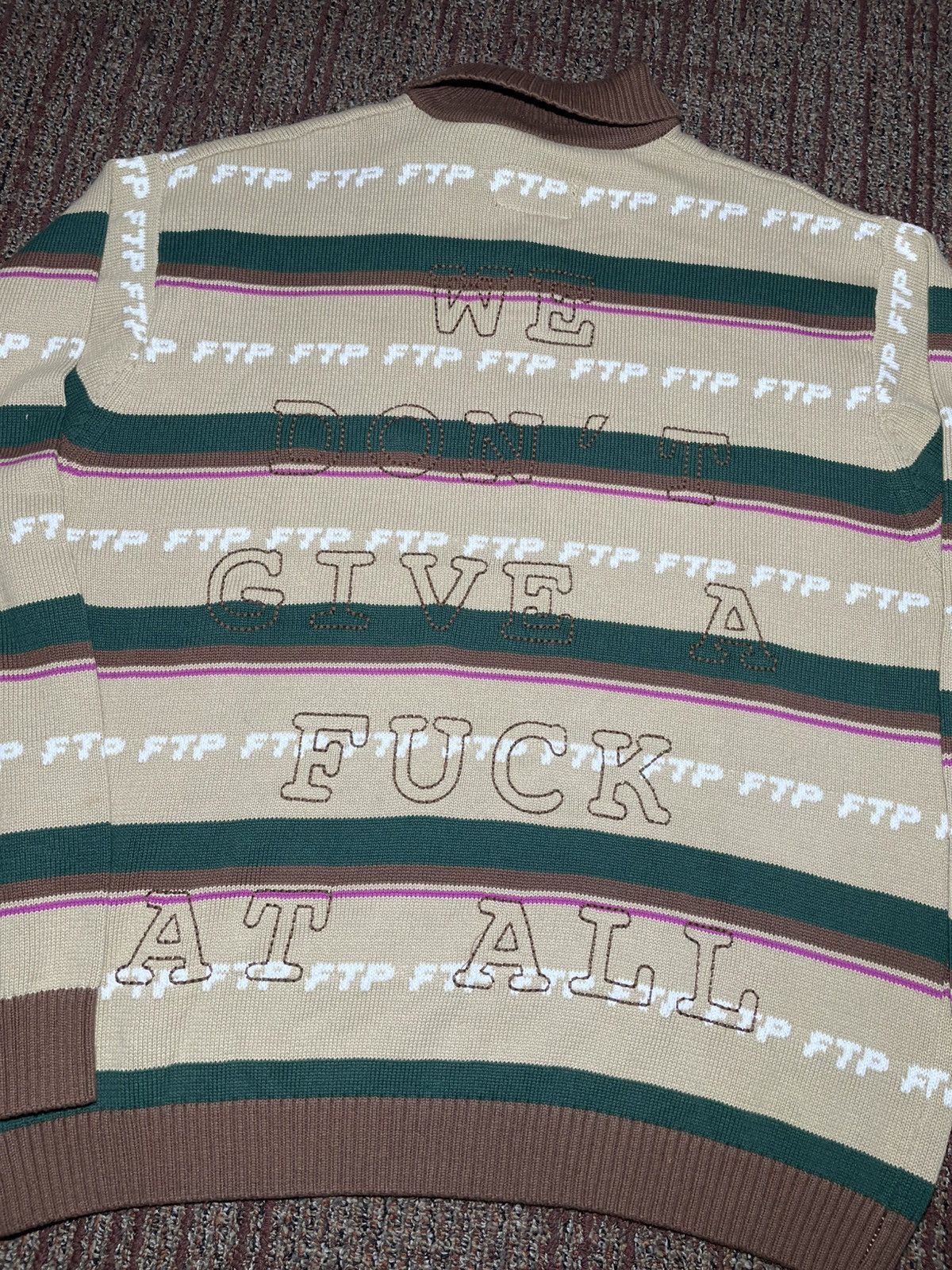 Fuck The Population FTP Knit Polo Sweater (X-Large) Size US XL / EU 56 / 4 - 2 Thumbnail