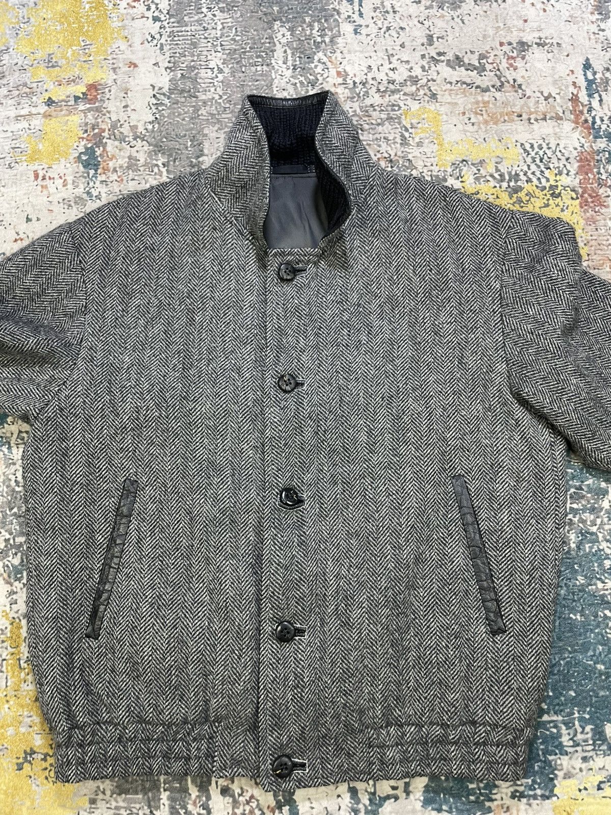 Luciano Barbera Luciano Barbera Herringbone Tweed Wool Bombers Size US L / EU 52-54 / 3 - 2 Thumbnail