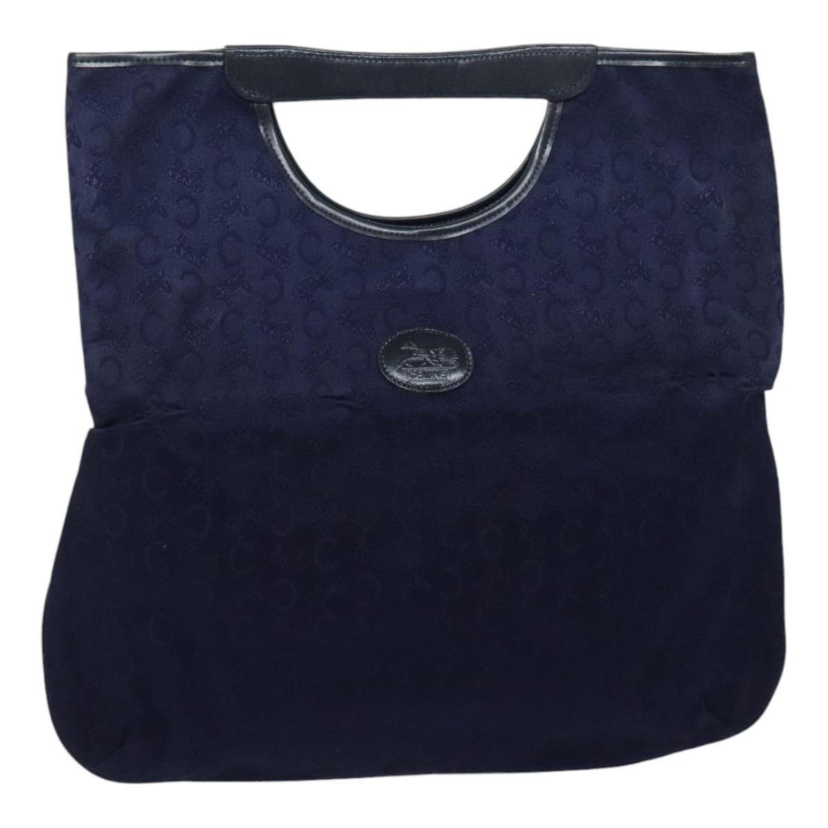 CELINE C Sulky Hand Bag Canvas Leather Navy