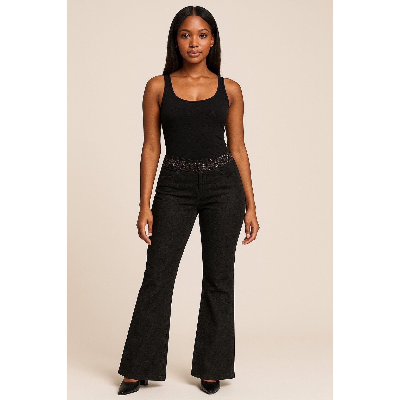 Other Y2K Glam Beaded Waist Black Bootcut Pants Masi G Size Medium Size 30" / US 8 / IT 44 - 1 Thumbnail