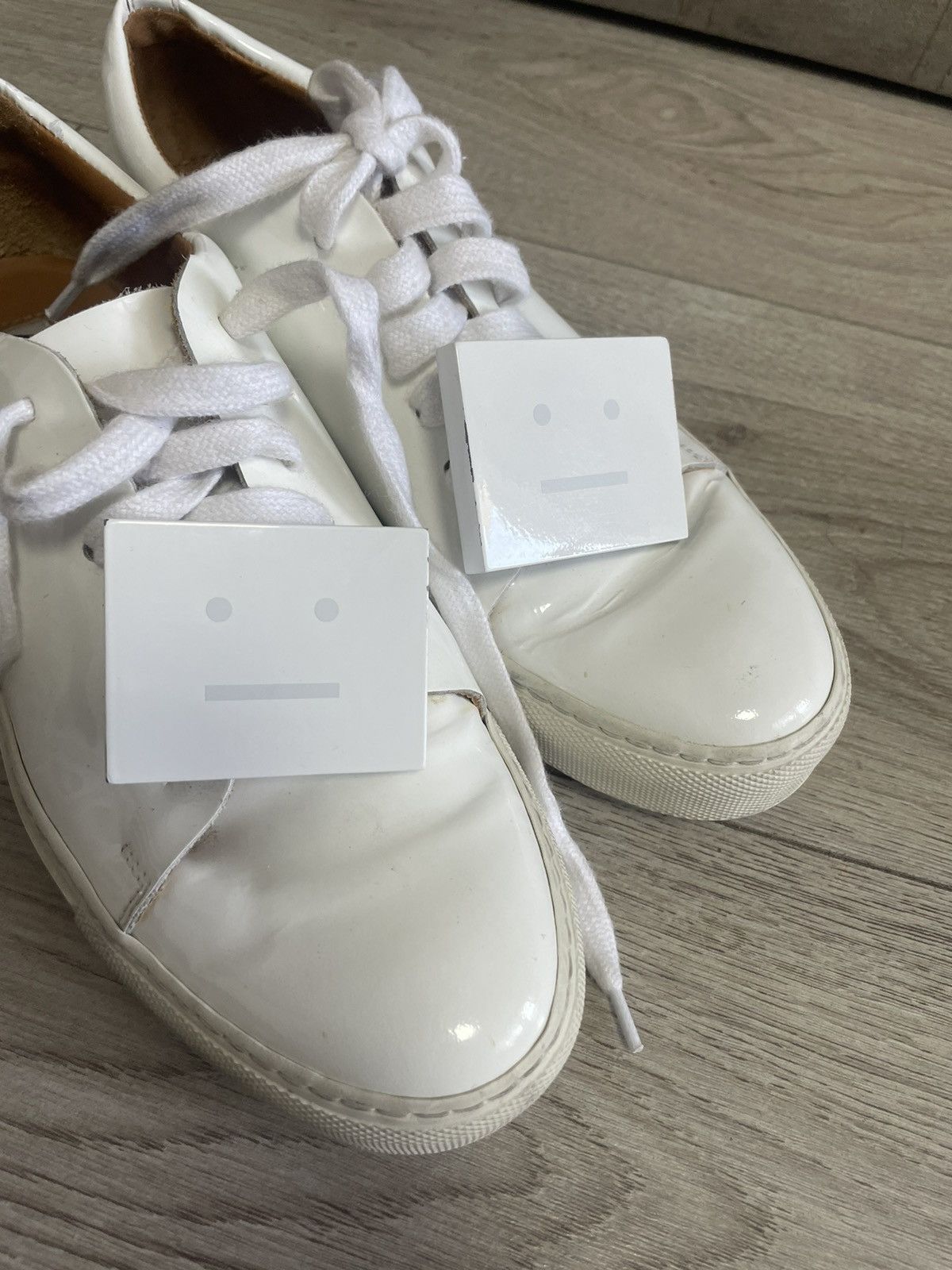 Acne Studios Acne Studios Adriana Patent White Low-Top Sneakers Size US 7 / IT 37 - 18 Thumbnail