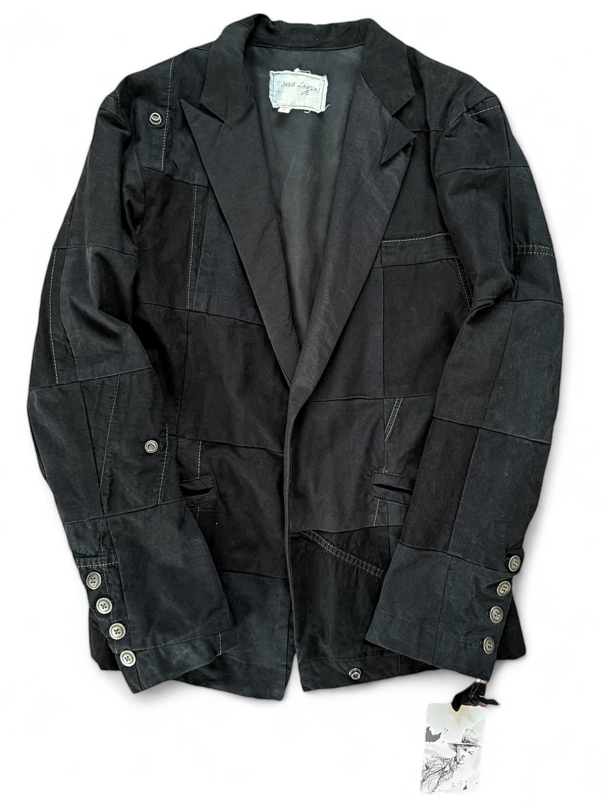 Greg Lauren Sz2 1/1 Black Workwear Tux Ollie Blazer Patchwork Jacket Size US M / EU 48-50 / 2 - 1 Thumbnail