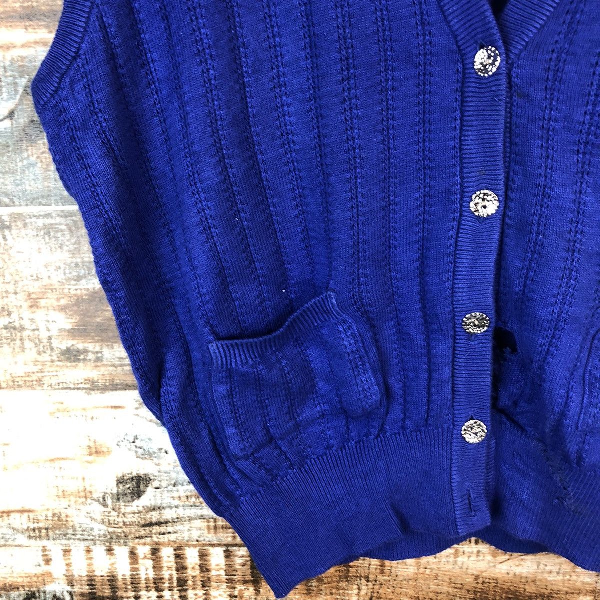 Japanese Brand × Vintage Hey Demanm Blue Vest Knitwear #A1364 Size M / US 6-8 / IT 42-44 - 7 Thumbnail