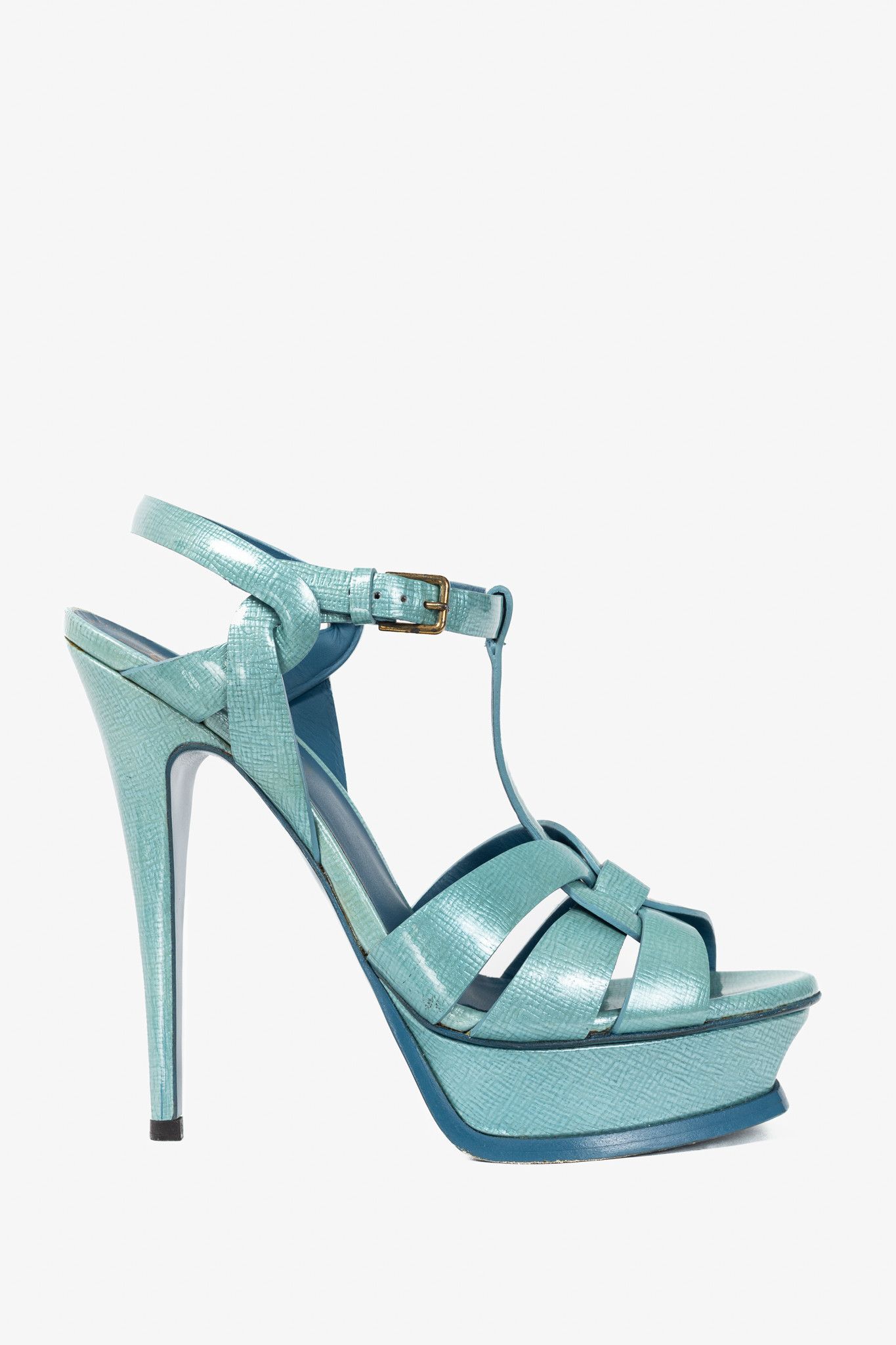 Yves Saint Laurent Yves Saint Laurent Tribute 105 Paille Patent Sandals Size US 7 / IT 37 - 1 Thumbnail