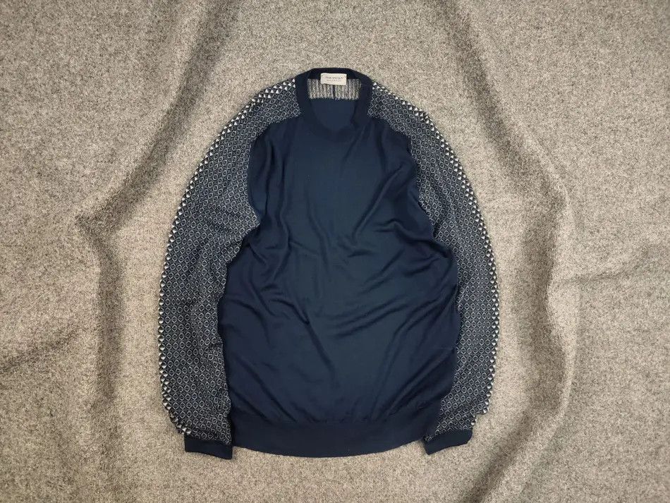 John Smedley John Smedley Classic Lana Wool Pattern Crew Check Sweater Size US L / EU 52-54 / 3 - 1 Thumbnail