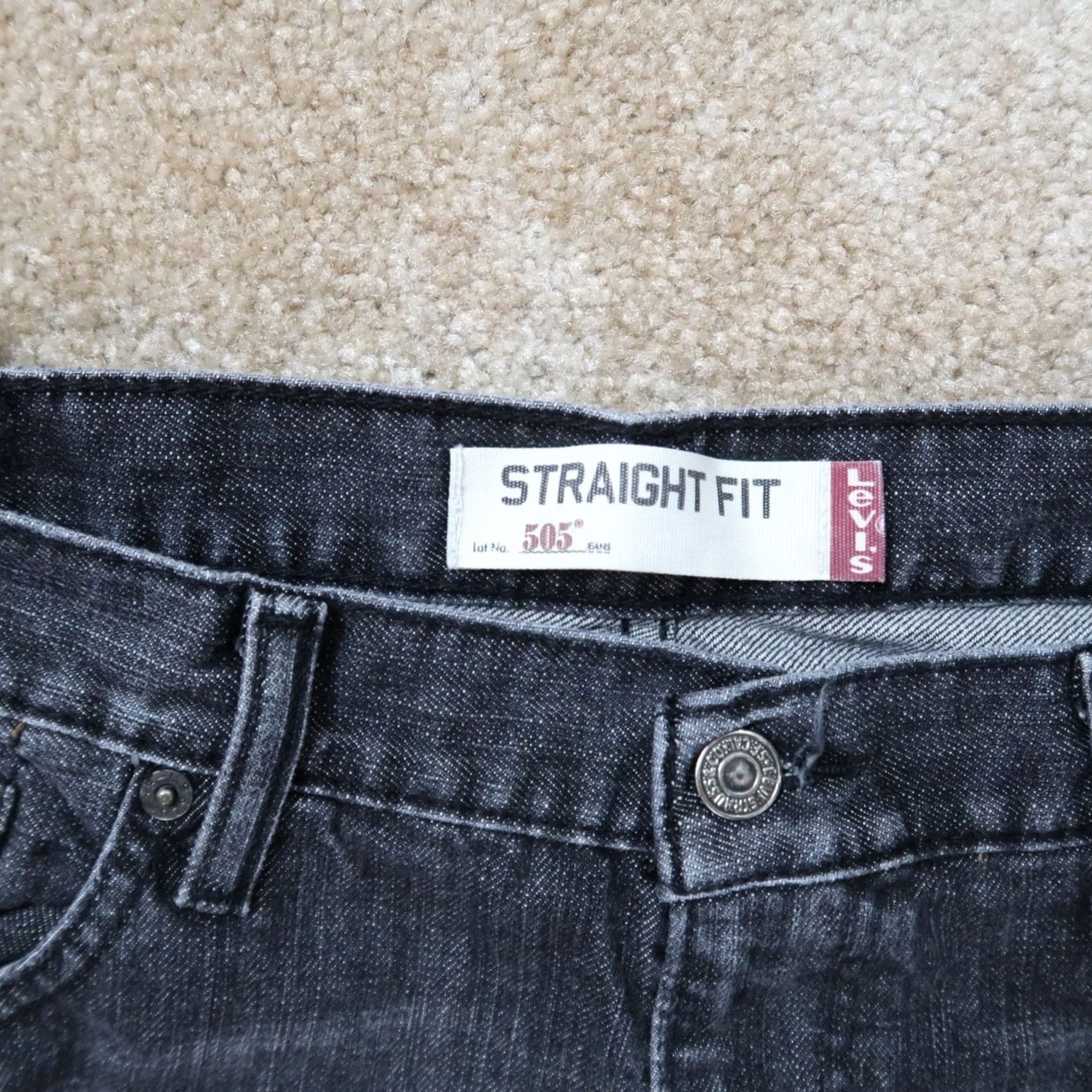 Levi's Levi's 505 Regular Fit Straight Leg Denim Jeans Men 38x30 Black Denim Jeans Size US 38 / EU 54 - 3 Thumbnail