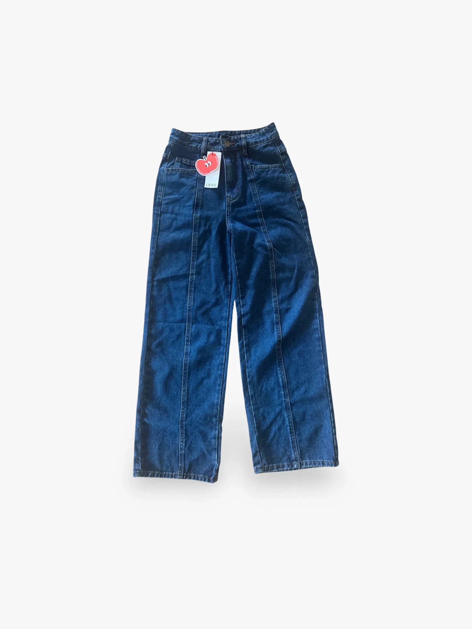 Cider Cider DENIM MIDDLE WAIST PLEATED STRAIGHT LEG JEANS Jeans Size 24" / US 00 / IT 34 - 1 Thumbnail