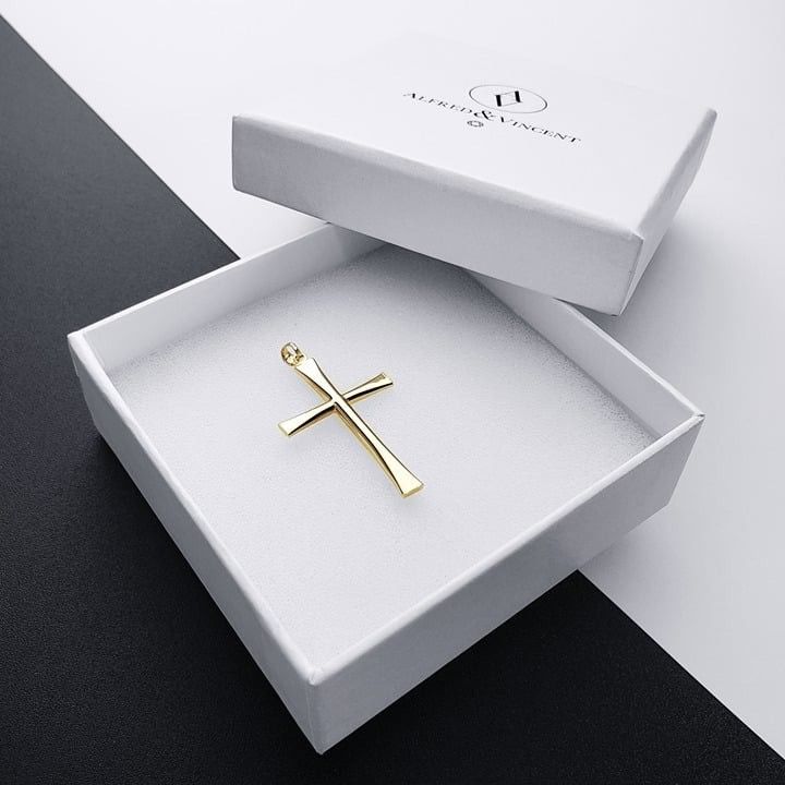 Other Flared Crucifix Cross 2-tone 14k Yellow & White Gold Pendant Size ONE SIZE - 2 Thumbnail
