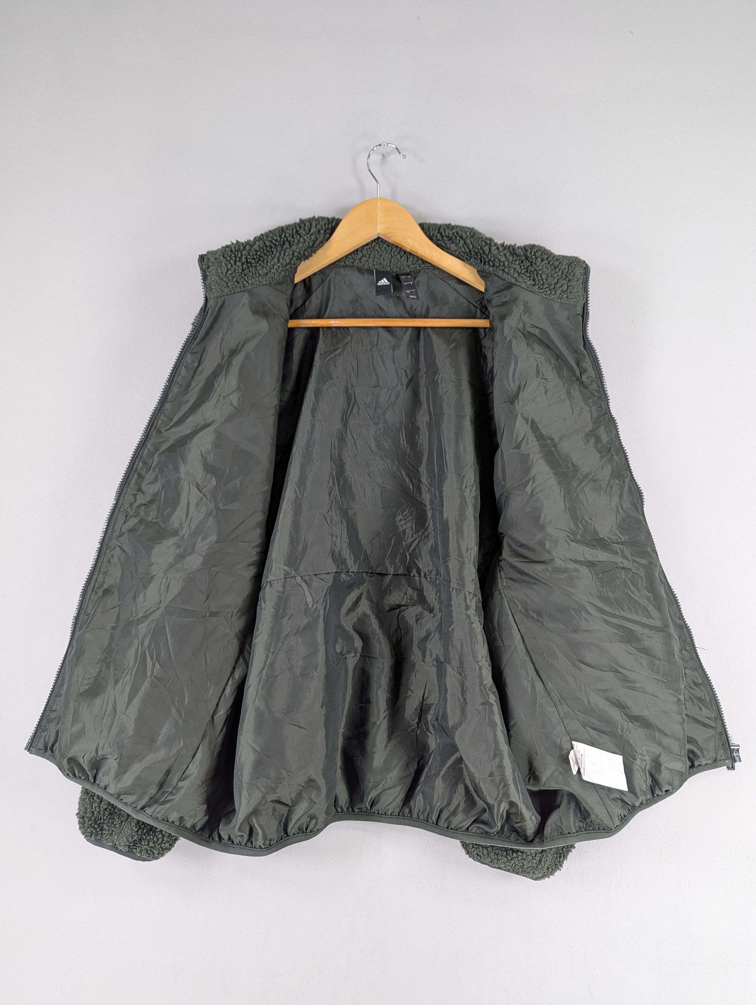 Adidas Adidas Three Stripes Sherpa Fleece Boa Boxy Zipper Jacket Size US L / EU 52-54 / 3 - 7 Thumbnail