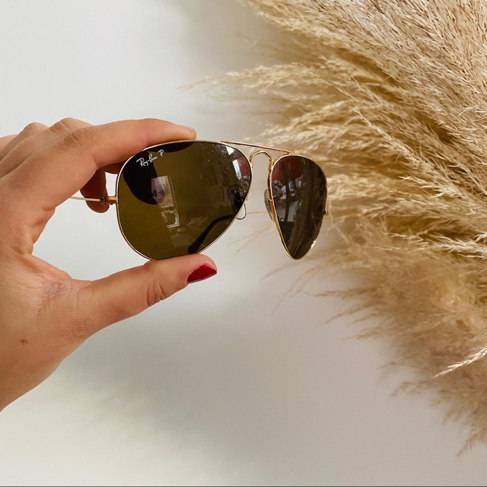 RayBan RAY BAN Gold Metal Brown Smoke Lenses Aviators Sunglasses Size ONE SIZE - 2 Thumbnail