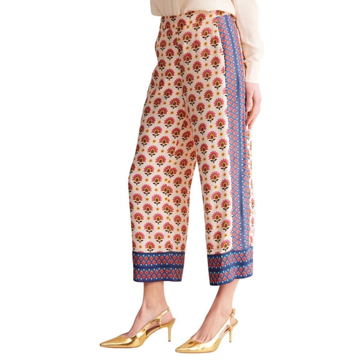 Boden Boden Straight Cropped Satin Pants in Passion Geo Size 16-18 Size 40" / US 18 - 2 Thumbnail