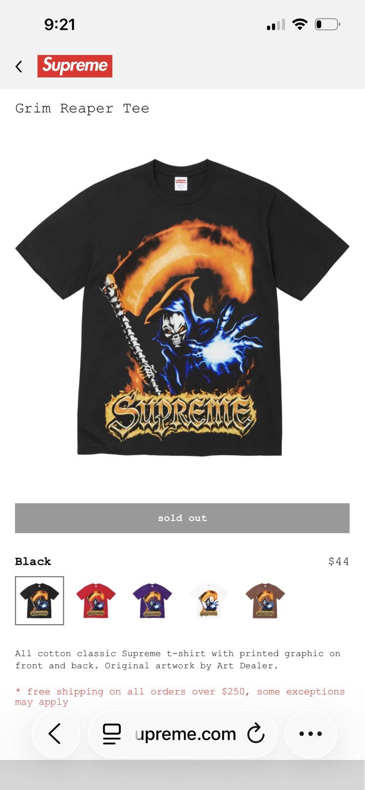 Supreme Supreme Grim Reaper Tee Size US XL / EU 56 / 4 - 1 Preview