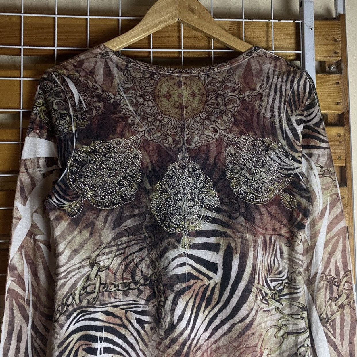 Japanese Brand Vocal Embellished Animal Print Sharkbite Hem Long Sleeve Size S / US 4 / IT 40 - 7 Thumbnail