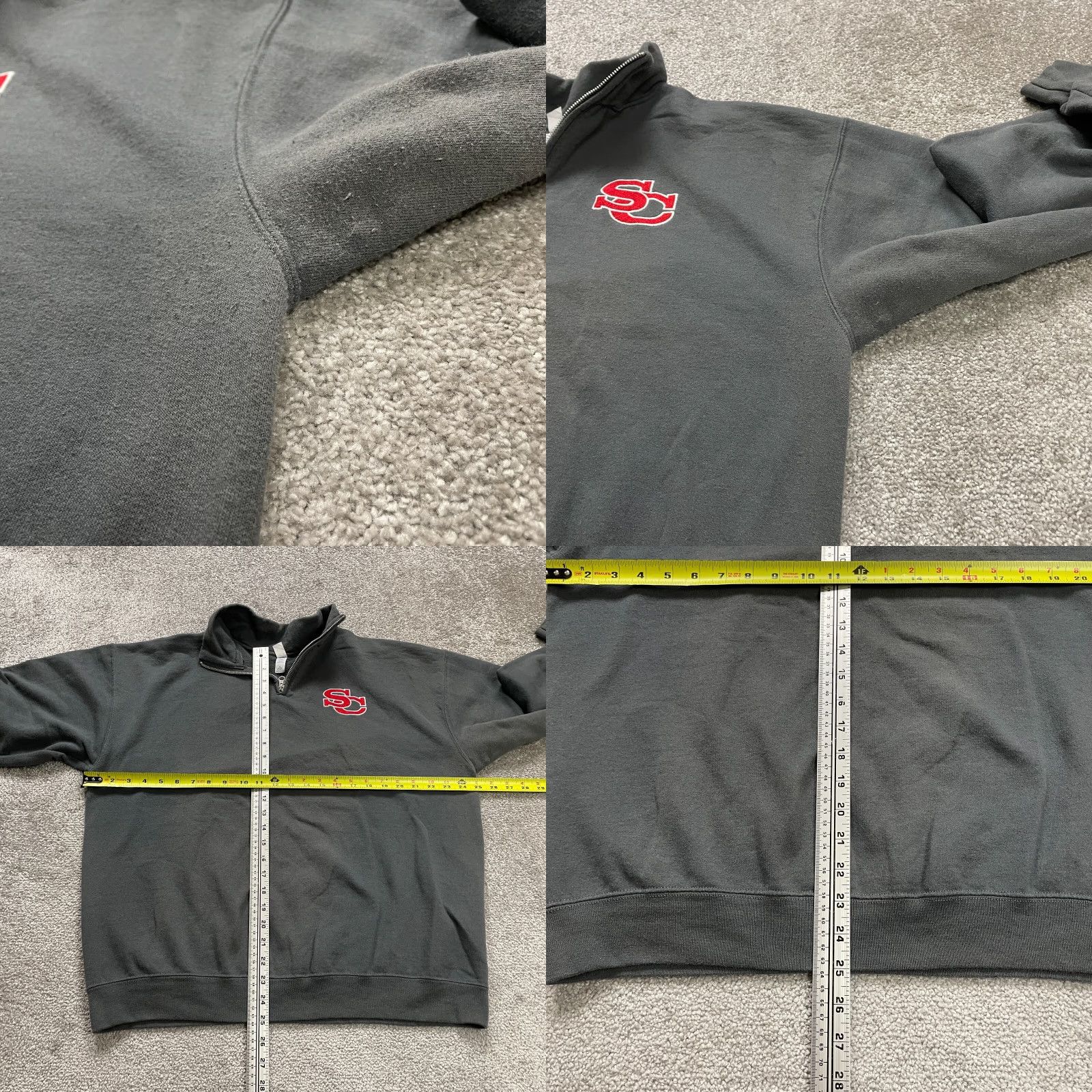 Jerzees Jerzees Sweatshirt Mens XL 1/4 Zip Mock Neck Fleece Gray Cotton Polyester Pullover Regular Sports University Classic Size US XL / EU 56 / 4 - 8 Thumbnail