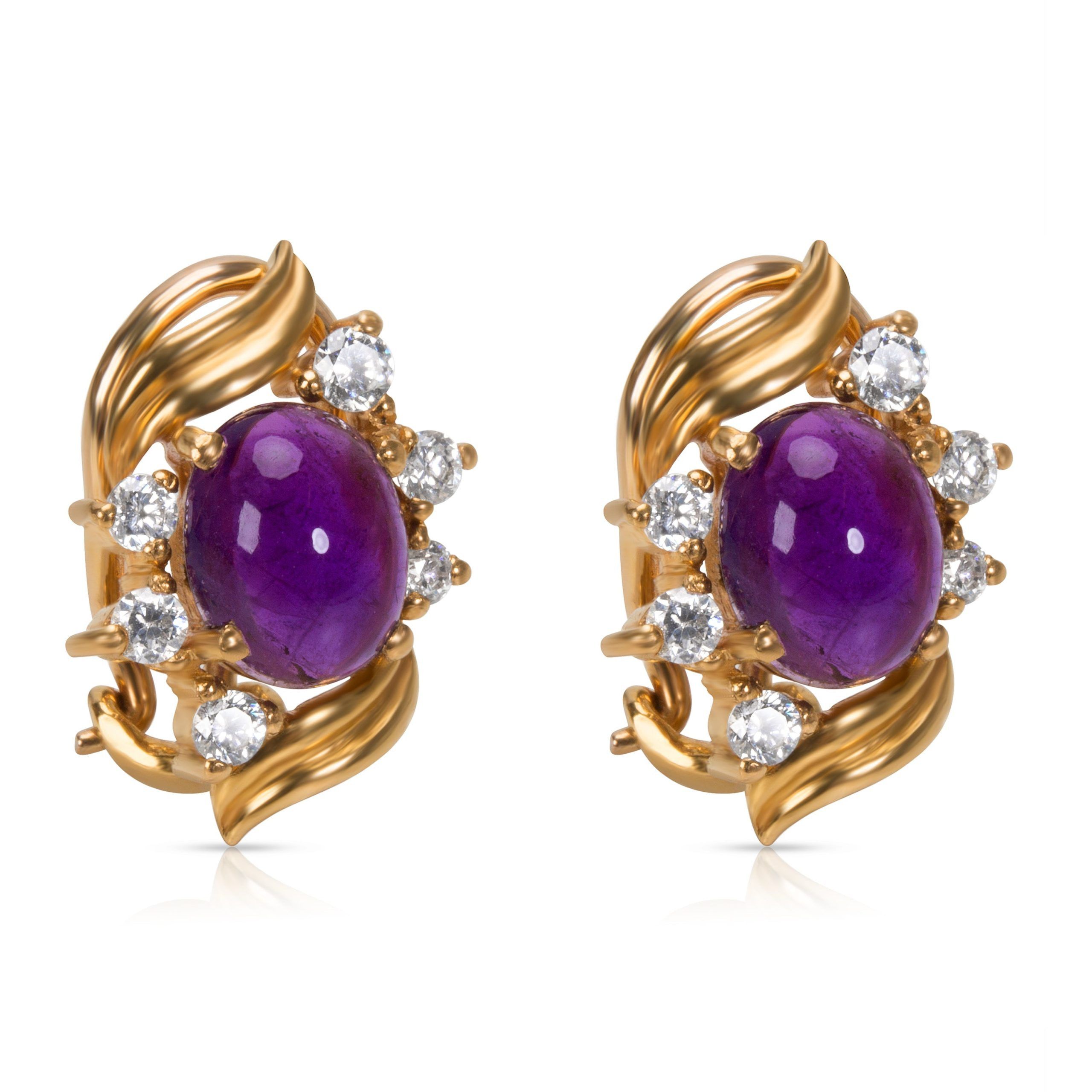 Other Amethyst Earrings in 21K Yellow Gold with Diamonds (0.40 CTW) Size ONE SIZE - 1 Thumbnail