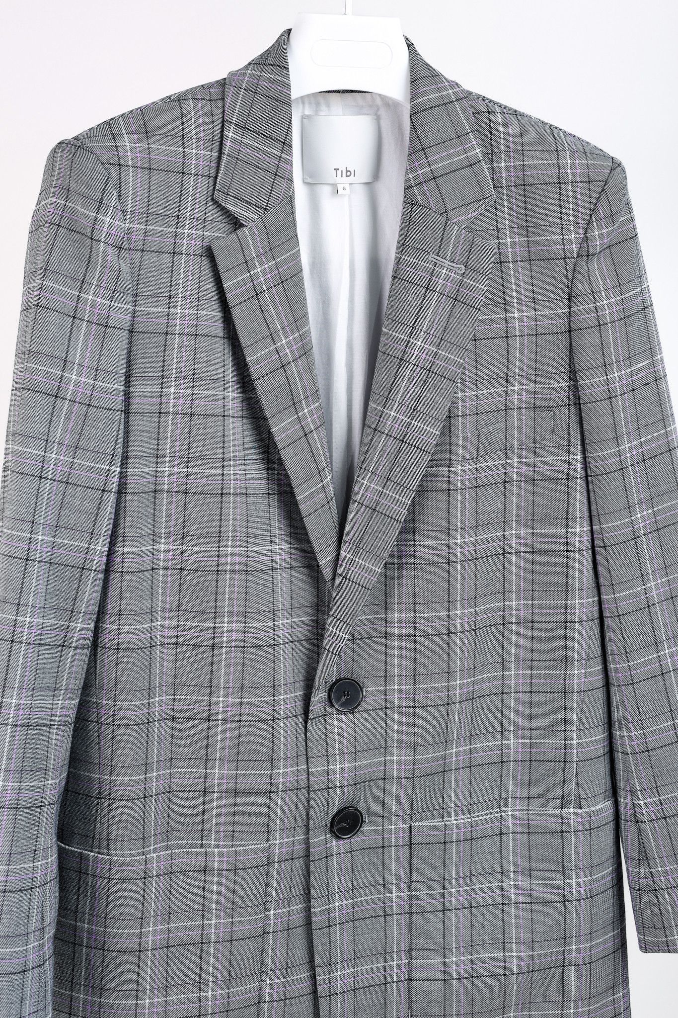 Tibi Tibi James Grey Black Purple Tartan Suiting Blazer Size M / US 6-8 / IT 42-44 - 3 Thumbnail
