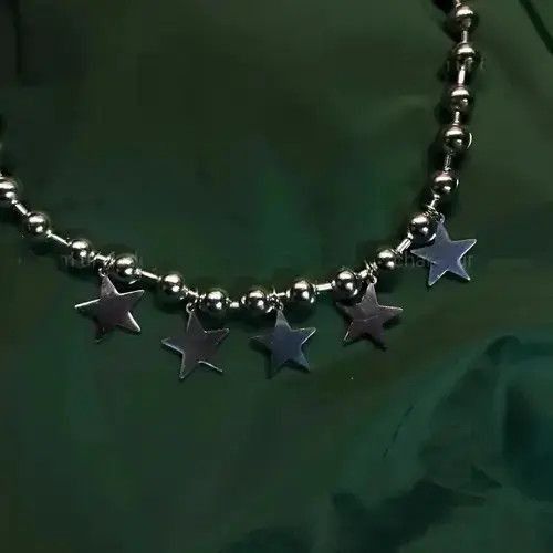 Handmade × Jewelry Star Chain Bead Necklace Punk Gothic Chrome Rock Y2K Grunge Size ONE SIZE - 4 Thumbnail