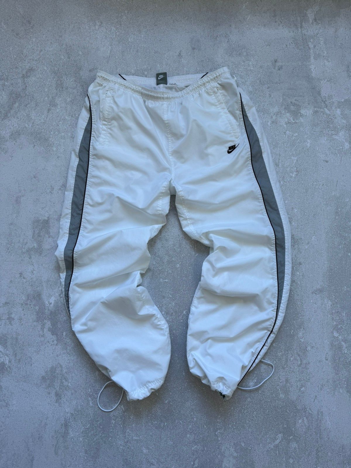 Pre-owned Nike X Vintage Nike 00s White Drill Nylon Track Pants Y2k