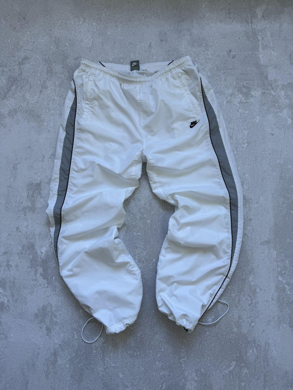 image of Nike 00S White Drill Nylon Track Pants Y2K, Men's (Size 38)