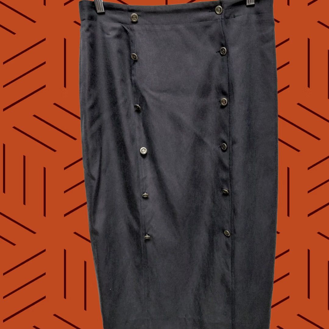 DKNY DKNY Silk Blend Cotton Blend Button Skirt Gray Solid Regular Size 12 Women Midi A-Line Buttoned Dry Clean Only 12 Womens Size 34" / US 12 / IT 48 - 1 Thumbnail