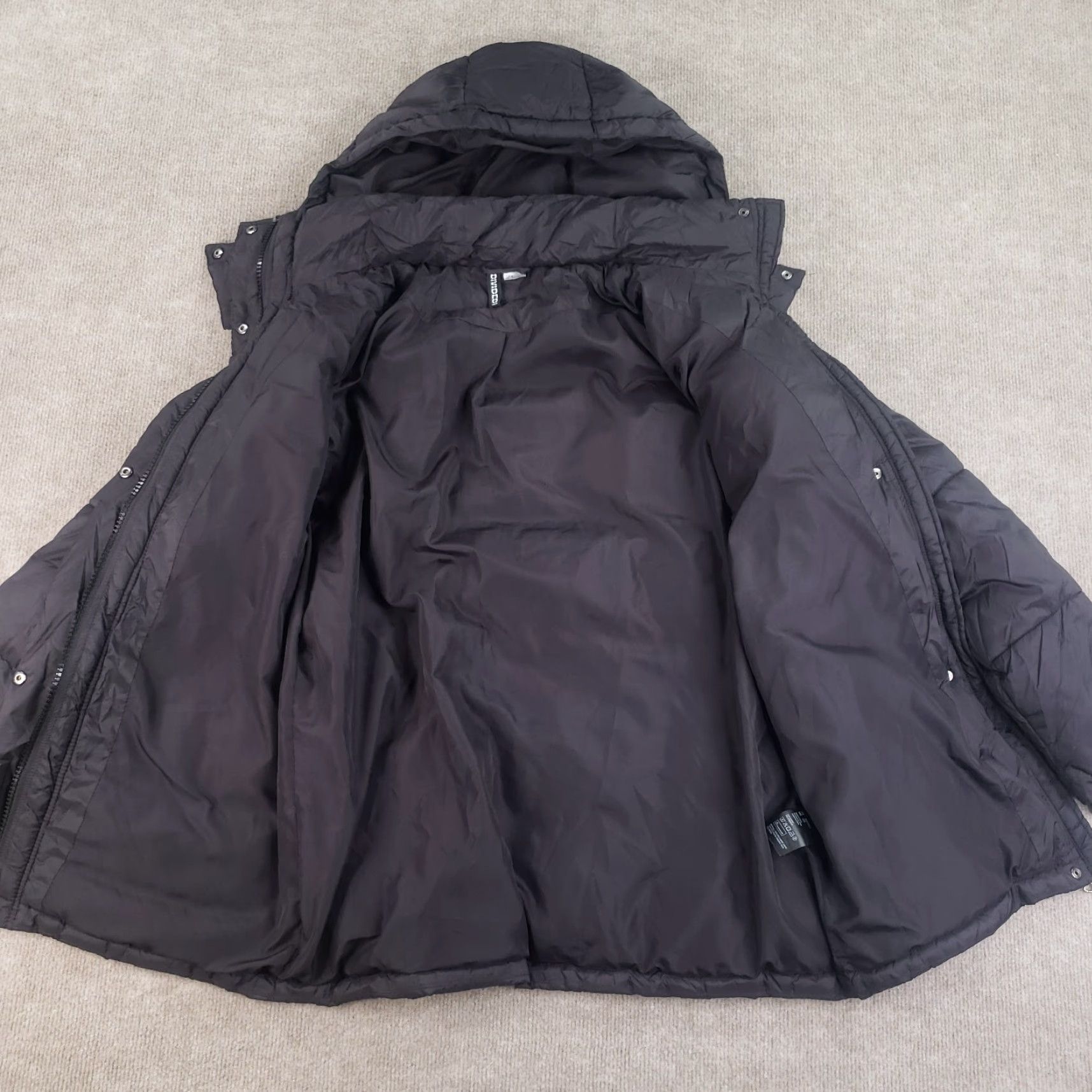 Vintage Divided Puffer Jacket Women Small Black Full Zip Hood Belt Removable Winter H&M Size S / US 4 / IT 40 - 7 Thumbnail