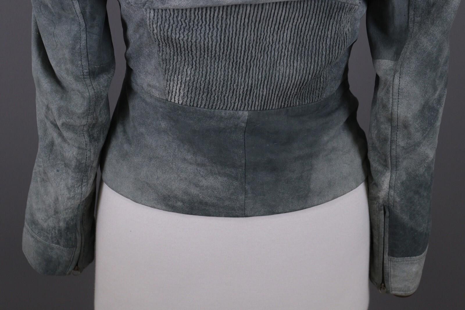 Hugo Boss Hugo Boss Gray Leather Designer Full Zip Biker Jacket Size M / US 6-8 / IT 42-44 - 11 Thumbnail