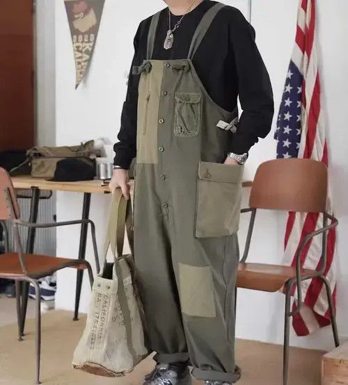 20AW Indigo Union Japan Green Patchwork Worker Overall