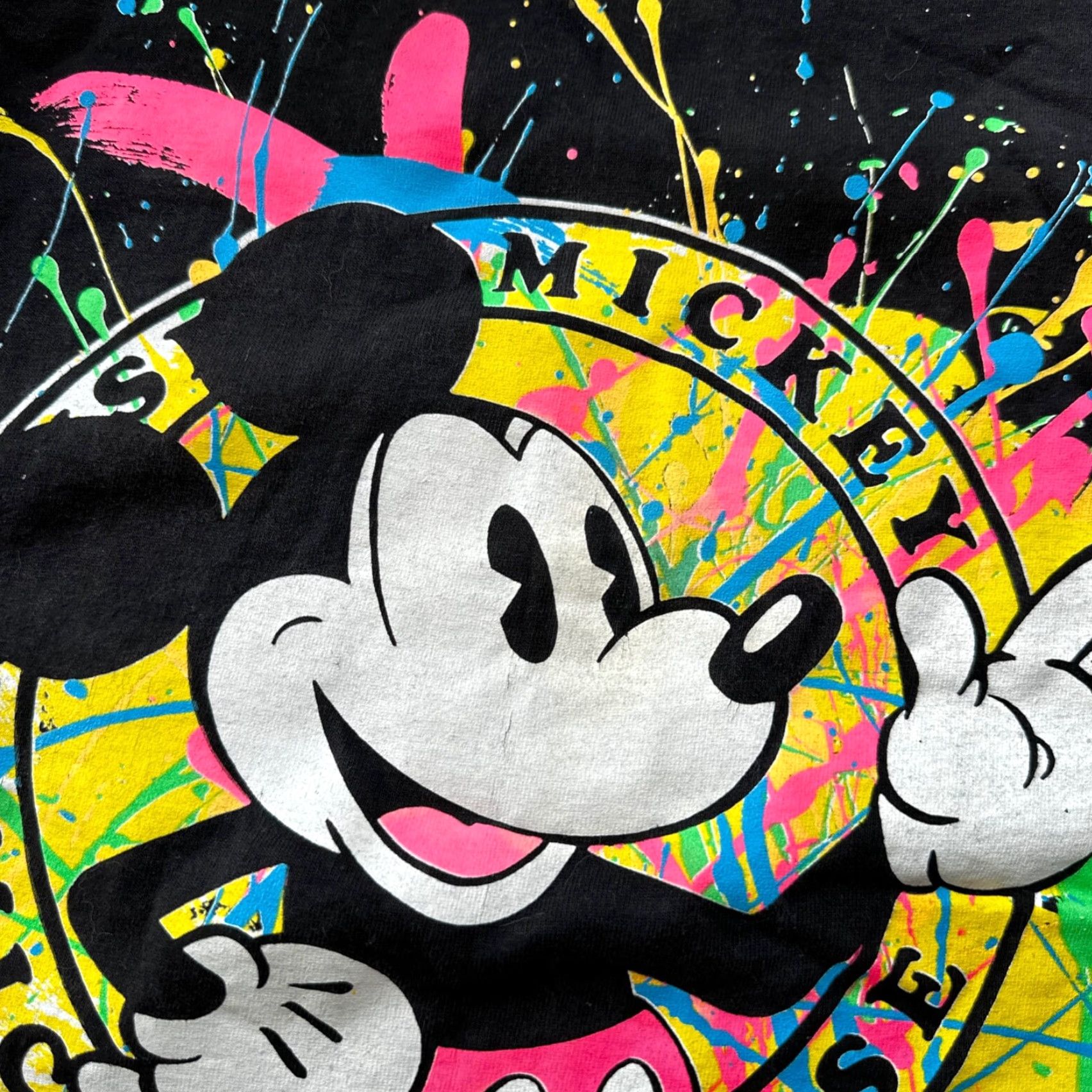 Disney Mickey Mouse Disney Splatter Long Sleeve Black Vintage T Shirt 90s USA Cool Size US XL / EU 56 / 4 - 3 Thumbnail