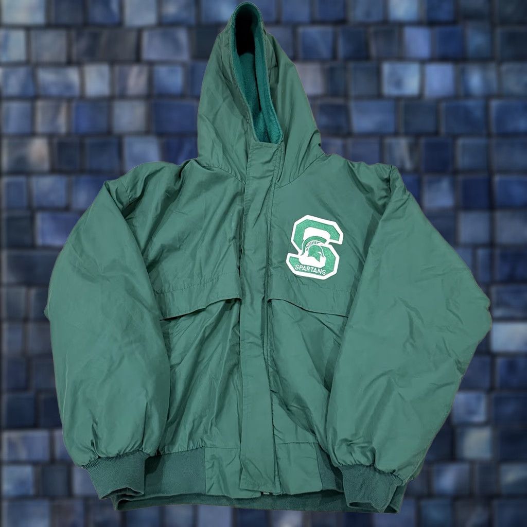 Chalk Line VINTAGE Chalk Line Michigan State University Puffer Jacket Mens XL TALON Zip Green 80s Jacket Mens XL Size US XL / EU 56 / 4 - 1 Thumbnail