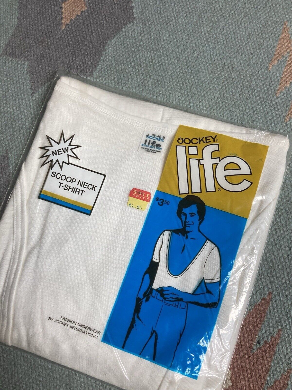 Jockey × Vintage 70s jockey scoop neck t shirt blank white deadstock sealed M Size US M / EU 48-50 / 2 - 2 Thumbnail