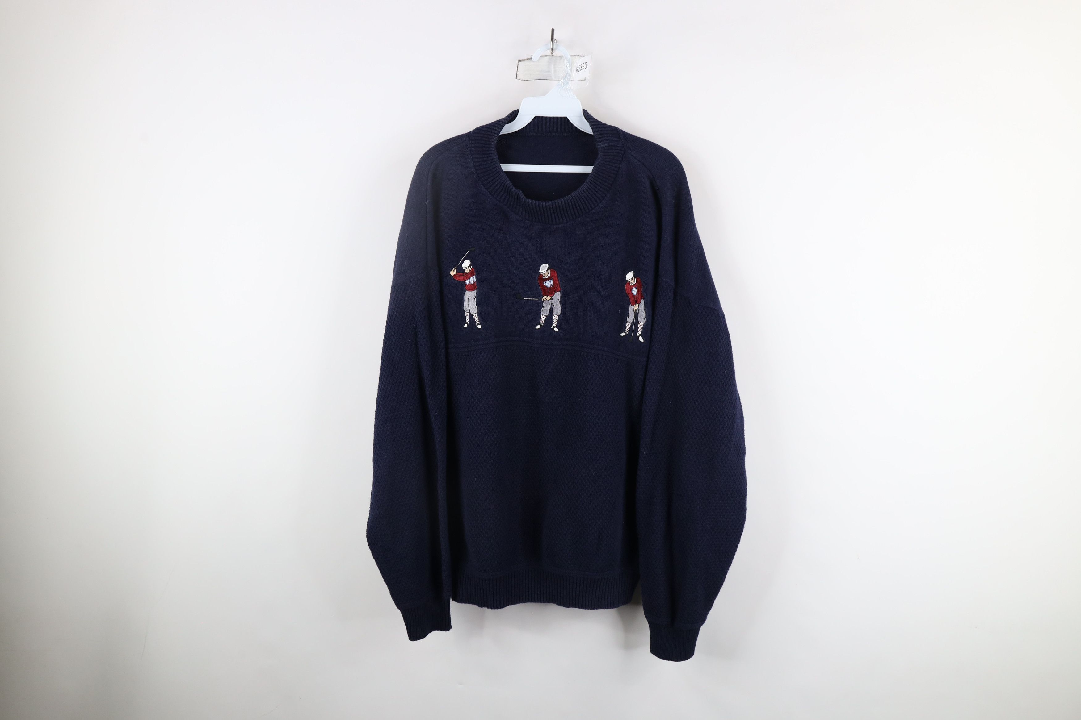 Vintage Vintage 90s Streetwear Ribbed Knit Golf Golfing Sweater Size US XXL / EU 58 / 5 - 1 Thumbnail