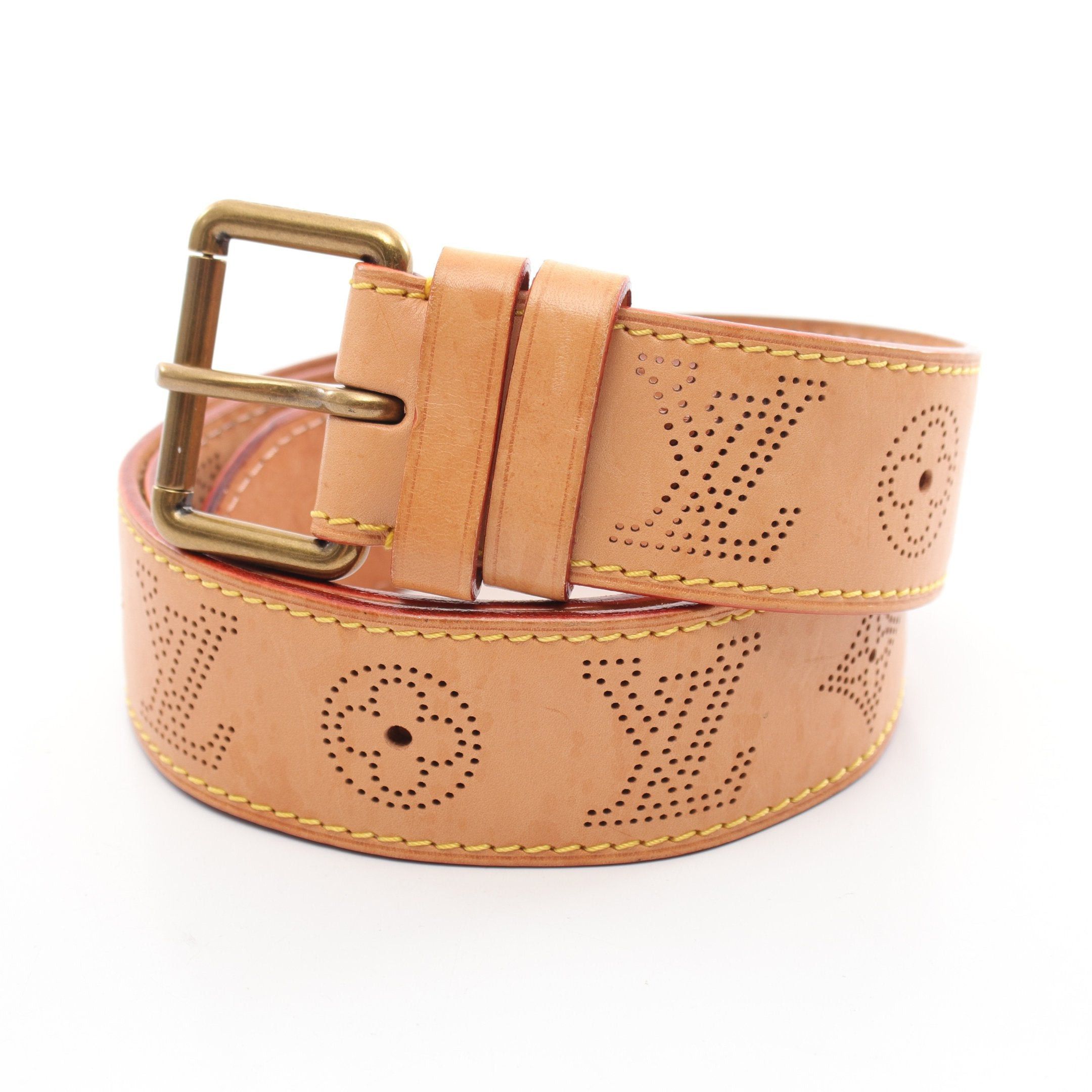 Louis Vuitton Louis Vuitton Ceinture Perfo Monogram Mahina Belt Leather Beige Size ONE SIZE - 1 Thumbnail