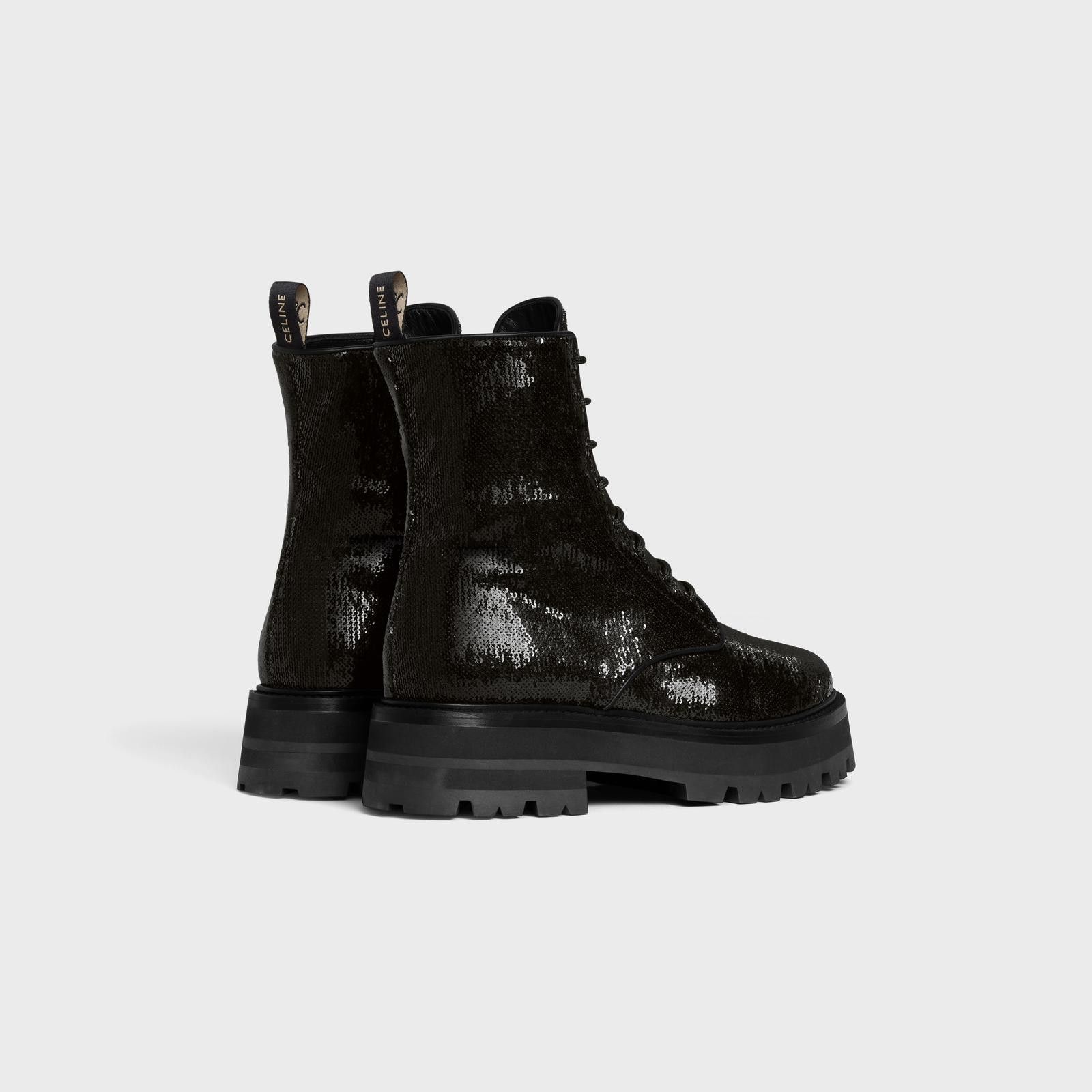 Celine o1bcso1str0824 Lace-Up Boot Celine Bulky In Sequins in Black Size US 4 / IT 34 - 3 Thumbnail