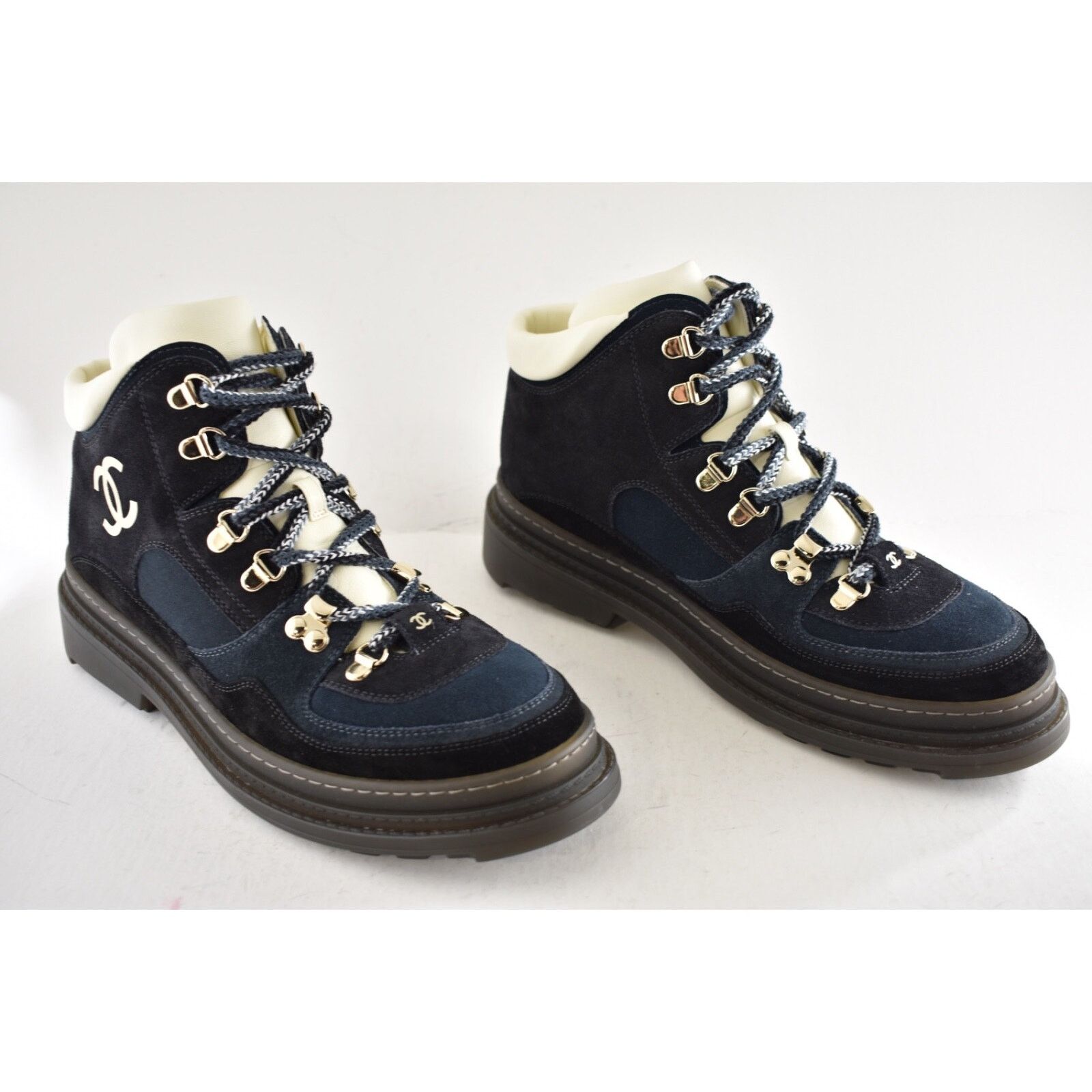 Chanel Chanel 23C Blue Black CC Combat Lace Up Tie Ankle Short Size US 12 / IT 42 - 4 Thumbnail