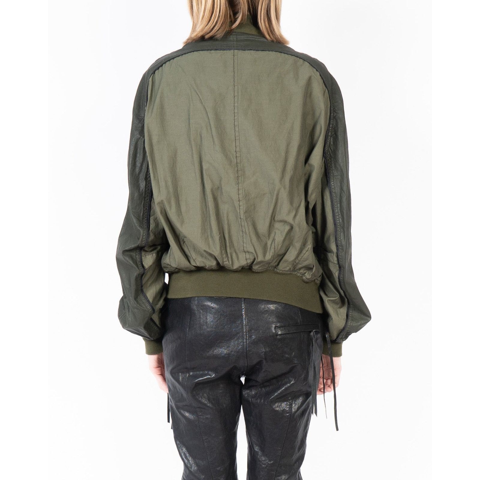 Haider Ackermann SS19 Slouchy Bomber Jacket in Waxed Green Wool Size S / US 4 / IT 40 - 4 Thumbnail